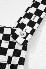 Load image into Gallery viewer, Black Checkered Print Pocketed Wide Leg Jumpsuit