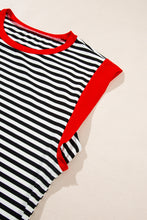 Cargar imagen en el visor de la galería, Black Stripe Colorblock Edge Round Neck Tank Top