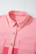 Load image into Gallery viewer, Peach Blossom Two Tone Contrast Waffle Knit Buttoned Loose Shacket