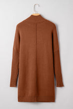 Load image into Gallery viewer, Chestnut Ribbed High Neck Front Pockets Center Seam Shift Sweater Dress