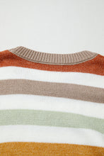 Load image into Gallery viewer, Multicolour Striped Colorblock Drop Shoulder Plus Size Sweater