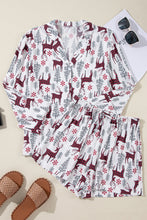 Cargar imagen en el visor de la galería, White Christmas Deer Printed Shirt and Shorts Lounge Set