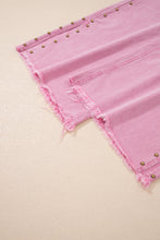 Cargar imagen en el visor de la galería, Pink Beaded Side Detail Split Loose Jeans