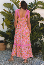Load image into Gallery viewer, Rose Floral Lace Tied Strap Empire Waist Maxi Dress