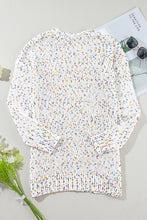 Load image into Gallery viewer, White Multicolor Dotted Rib Knit Long Sleeve Cardigan