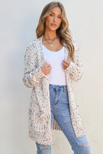 Load image into Gallery viewer, White Multicolor Dotted Rib Knit Long Sleeve Cardigan