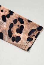 Load image into Gallery viewer, Brown Leopard Round Neck Long Sleeve Slim Top