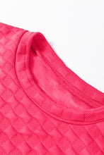 Cargar imagen en el visor de la galería, Strawberry Pink Checkered Textured Split Pullover Top and Pants Set