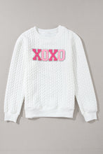 Cargar imagen en el visor de la galería, White LOVE Chenille Embroidered Cable Knit Pullover Sweatshirt