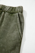 Load image into Gallery viewer, Vineyard Green Mineral Wash Tiered Wide Leg Patchwork Drawstring Pants