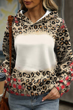 Load image into Gallery viewer, Brown Leopard Plaid Bleached Print Kangaroo Pocket Hoodie