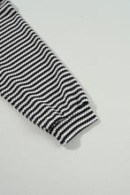 Load image into Gallery viewer, Black Stripe Drop Shoulder Puff Long Sleeve O Neck Plus Size T Shirt