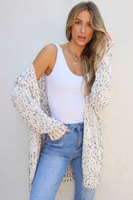 Load image into Gallery viewer, White Multicolor Dotted Rib Knit Long Sleeve Cardigan