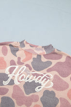 Cargar imagen en el visor de la galería, Multicolour Camo Print Howdy Western Style Baggy Pullover Sweatshirt