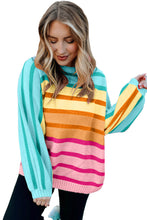 Load image into Gallery viewer, Yellow Stripe Gradient Striped Ribbed Edge Loose Sweater