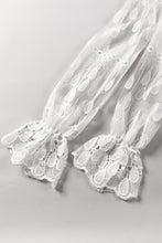 Load image into Gallery viewer, Beige Embroidered Mesh Flounce Sleeve Blouse