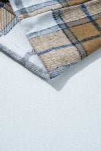 Load image into Gallery viewer, Khaki Plaid Patchwork Buttoned Oversized Denim Jacket