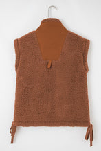 Load image into Gallery viewer, Cinnamon Faux Fur Snap Button Front Knot Side Plush Vest with Pockets