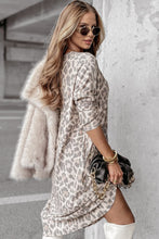 Load image into Gallery viewer, Gray Leopard Print V Neck Loose Fit Mini Dress