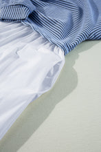 Load image into Gallery viewer, Sky Blue Stripe Patchwork Pleated High Waist Loose Mini Dress