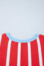 Cargar imagen en el visor de la galería, Racing Red Striped Bow Tie Hollowed Back 7/8 Sleeve Casual T-Shirt