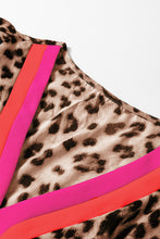 Load image into Gallery viewer, Brown Leopard Color Block V Neck Loose Fit Maxi Dress