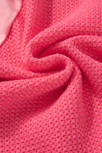 Load image into Gallery viewer, Peach Blossom Two Tone Contrast Waffle Knit Buttoned Loose Shacket