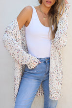 Load image into Gallery viewer, White Multicolor Dotted Rib Knit Long Sleeve Cardigan