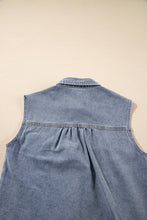 Load image into Gallery viewer, Beau Blue Denim Flap Pocket Curved Hem Shirt Vest