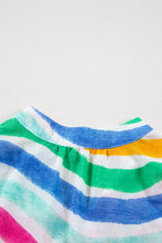 Cargar imagen en el visor de la galería, Rose Red Rainbow Stripes Ruffled Hem Drawstring V Neck Tank Top