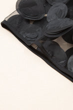 Load image into Gallery viewer, Black Contrast Applique Mesh Half Sleeve Blouse