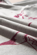 Cargar imagen en el visor de la galería, Gray Cowgirl Boots Printed Long Sleeve Top Pants Lounge Set