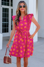 Cargar imagen en el visor de la galería, Rose Double Polka Dot V Neck Ruffled Short Sleeve Dress