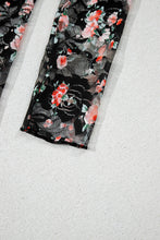 Load image into Gallery viewer, Black Floral Mesh Sheer Long Sleeve Top