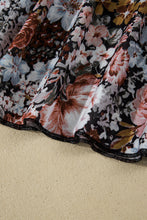 Load image into Gallery viewer, Brown Floral Long Sleeve High Neck Sheath Mesh Blouse