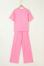 Cargar imagen en el visor de la galería, Sachet Pink Solid Cover Oversize Tee Pocketed Casual Pants 2pcs Outfit
