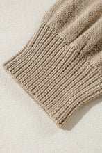 Load image into Gallery viewer, Dark Khaki Plus Size Big Flower Pattern High Neck Drop Shoulder Sweater