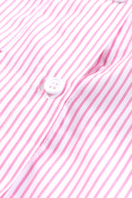 Cargar imagen en el visor de la galería, Pink Smocked Cuffed Striped Boyfriend Shirt with Pocket