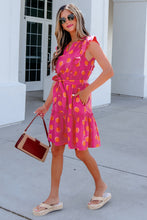 Cargar imagen en el visor de la galería, Rose Double Polka Dot V Neck Ruffled Short Sleeve Dress