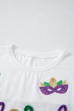 Load image into Gallery viewer, White Mardi Gras Tinsel Sequin Graphic T Shirt