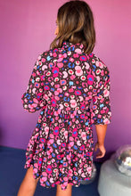 Load image into Gallery viewer, Rose Abstract Print V Neck Collared Half Sleeve Short Dress