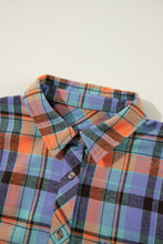 Load image into Gallery viewer, Orange Plus Size Plaid Print Buttoned Shirt
