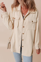 Load image into Gallery viewer, Oatmeal Corduroy Flap Pocket Button Up Shacket