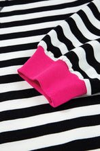 Load image into Gallery viewer, Black Stripe Color Block Edge Pullover and Shorts PLus Size Set