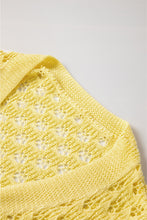 Load image into Gallery viewer, Yellow Pointelle Knit V Neck Sweater Cardigan