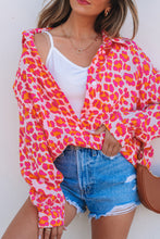 Cargar imagen en el visor de la galería, Rose Leopard Printed Button Up Loose Shirt