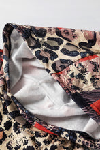 Load image into Gallery viewer, Brown Leopard Plaid Bleached Print Kangaroo Pocket Hoodie