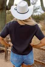 Load image into Gallery viewer, Carbon Grey Vintage Western Bull Head Skull Turquoise Aztec Graphic T Shirt