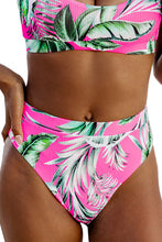 Load image into Gallery viewer, Rose Tropical Print Textured Bikini Bottoms