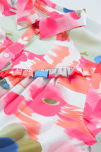 Cargar imagen en el visor de la galería, Rose Abstract Print Ruffled Puff Sleeve Shirt